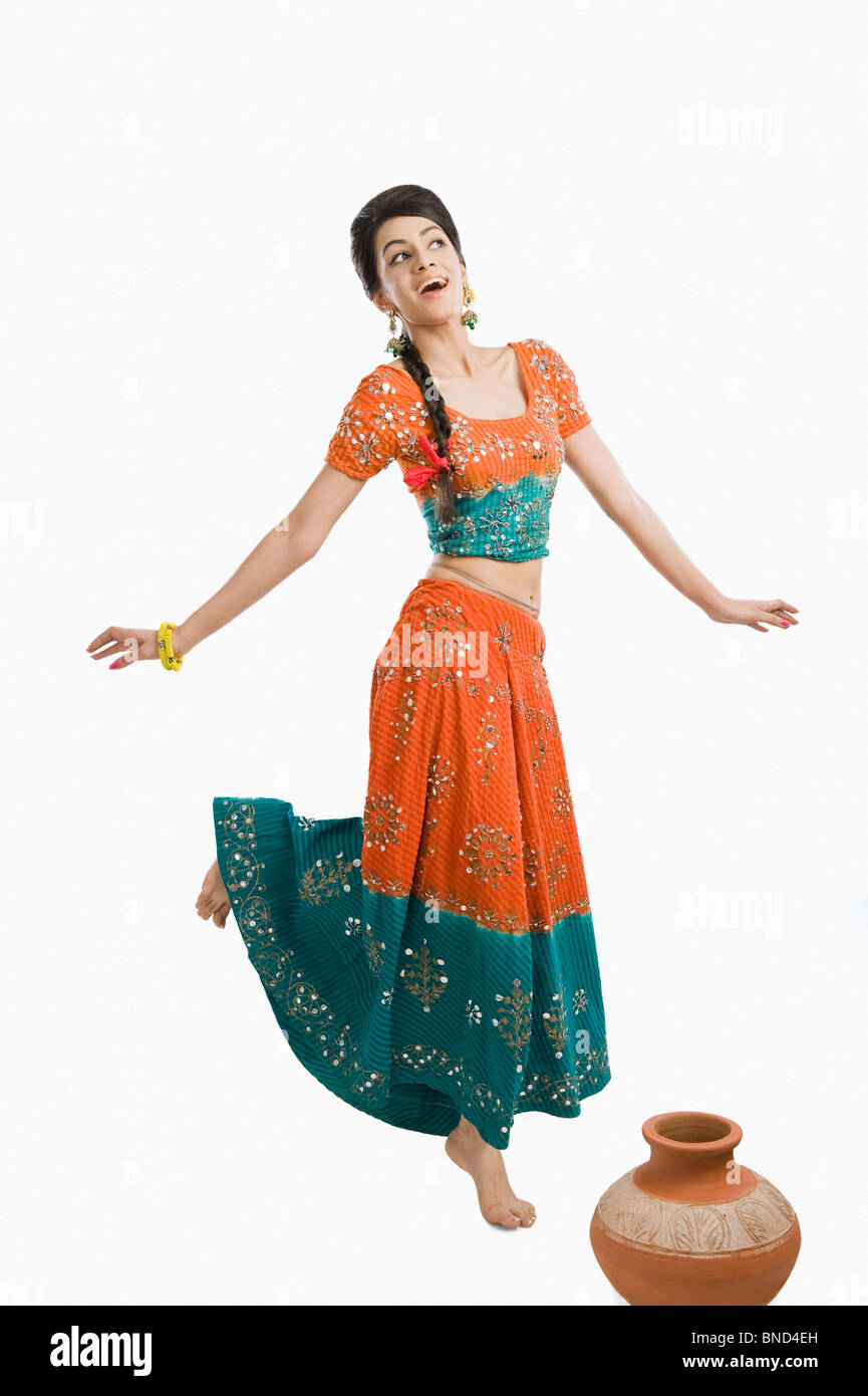 Woman dancing in lehenga choli Stock Photo - Alamy