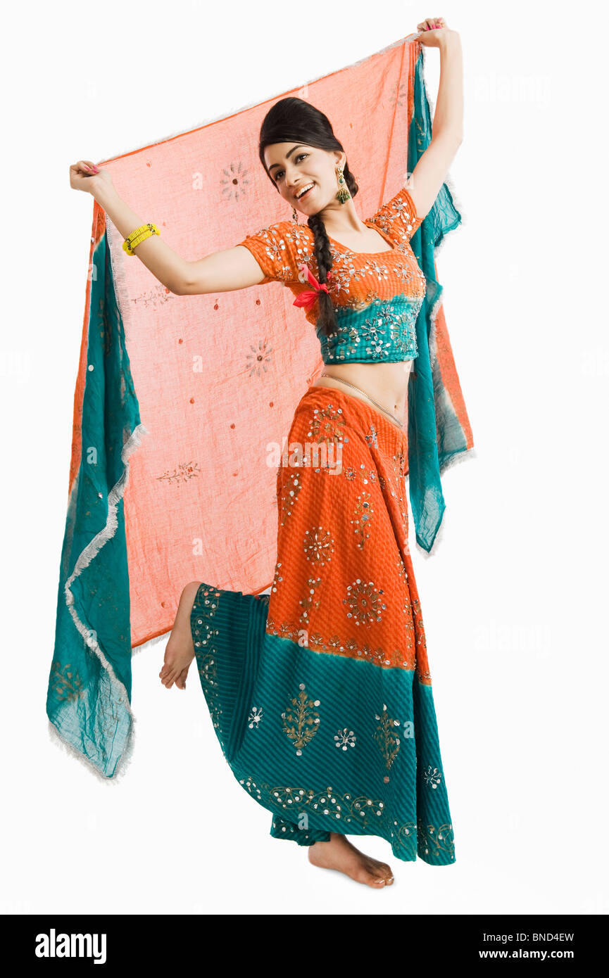 Woman dancing in lehenga choli Stock Photo - Alamy