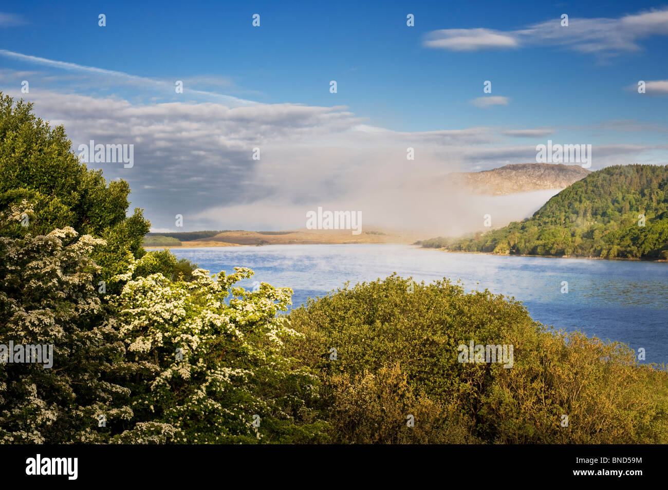 The north-western shore of Lough Corrib, near Doon Rocks, looking towards Lackavrea Mountain, Connemara, Co Galway, Ireland Stock Photo