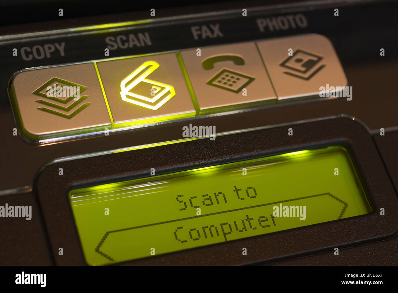 Control panel on a multifunction or All-In-One printer indicating ...