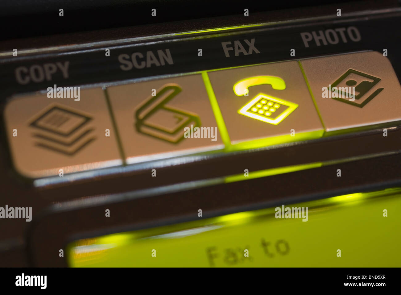Control panel on a multifunction or AllInOne printer indicating