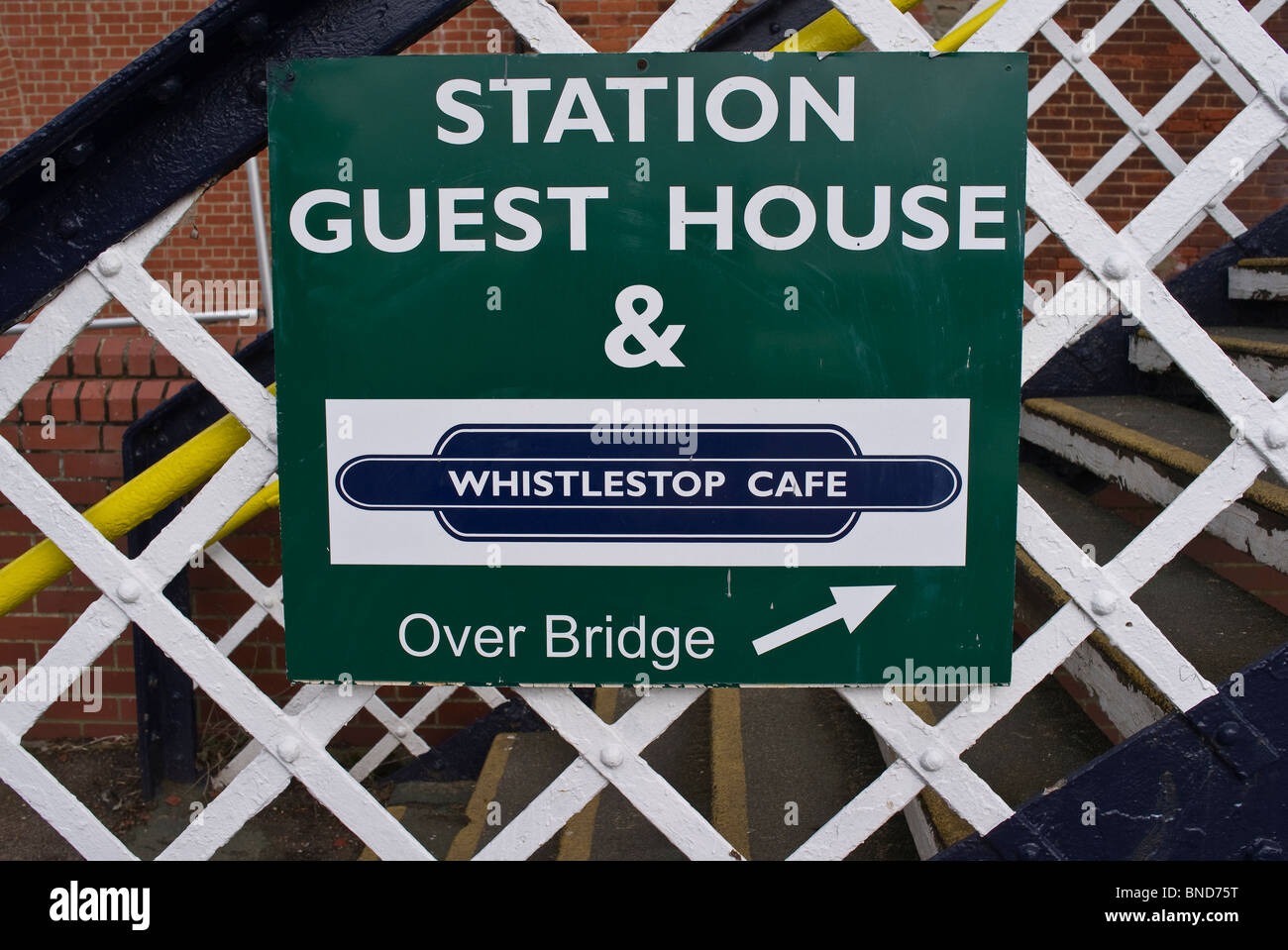 Sign to Station Guest House and cafe in Woodbridge Suffolk UK Stock Photo
