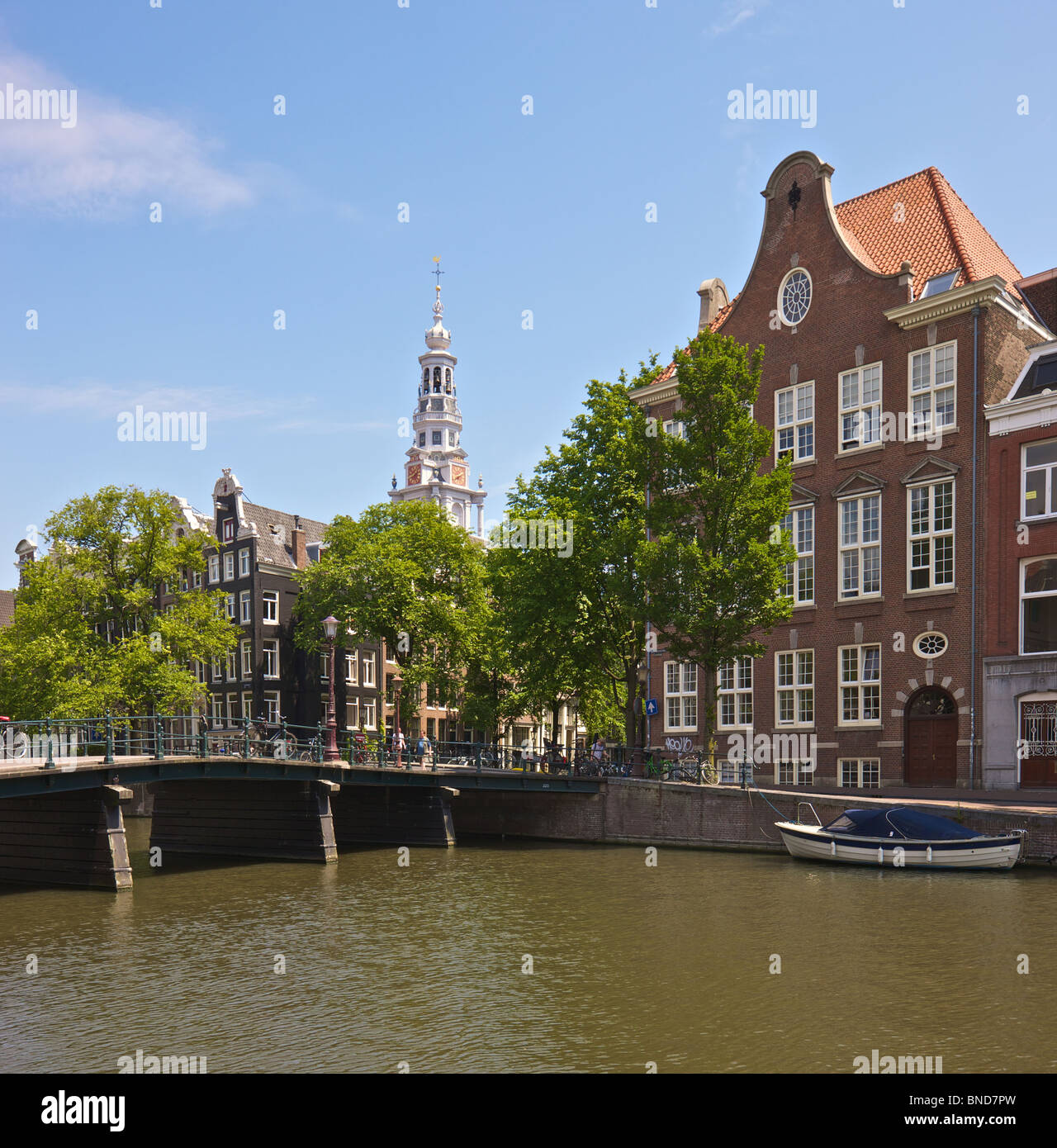 Amsterdam, gabled houses and canal Stock Photo
