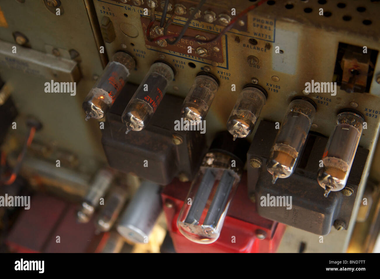 Old valves in a juke box Stock Photo