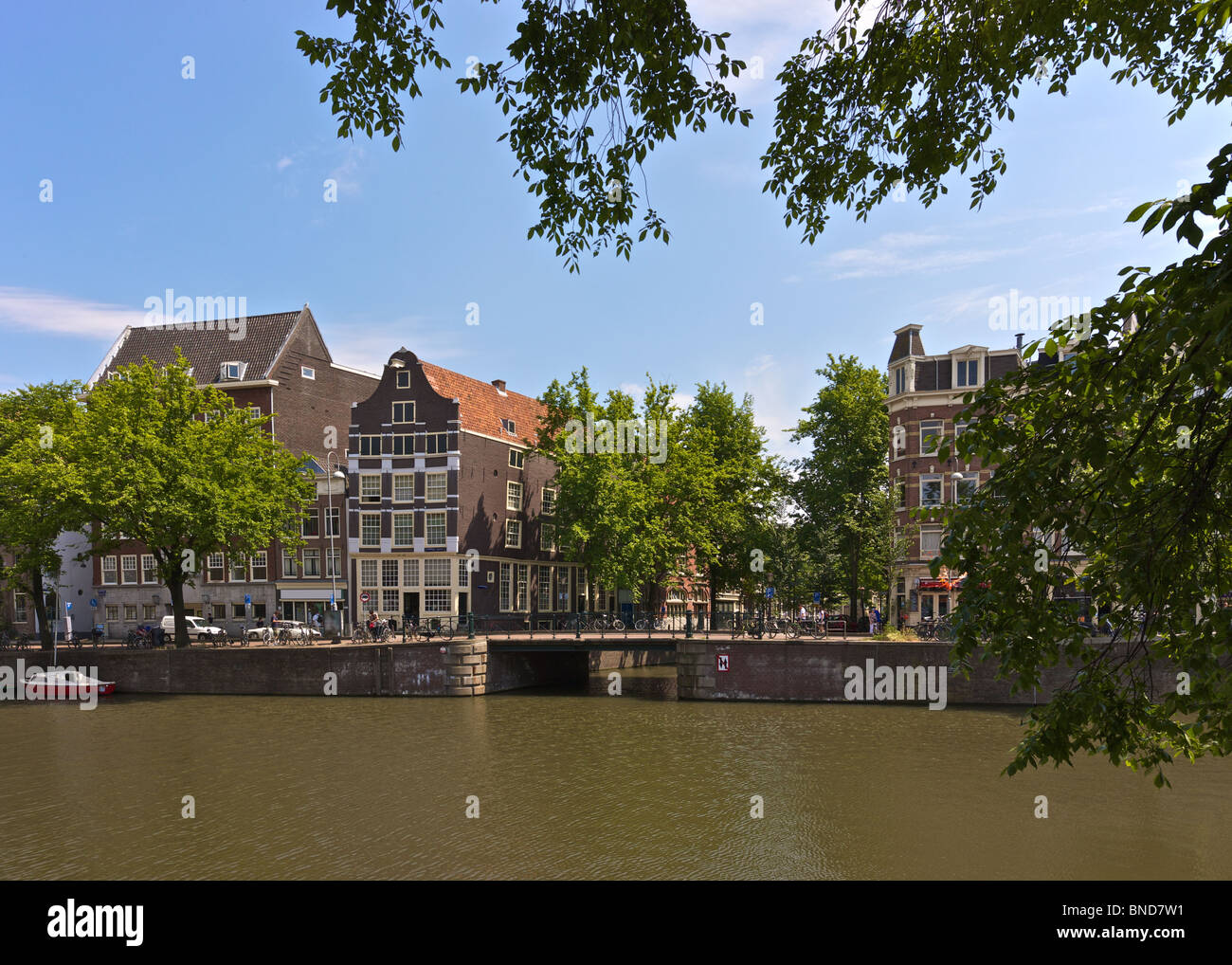 Amsterdam, gabled houses and canal Stock Photo