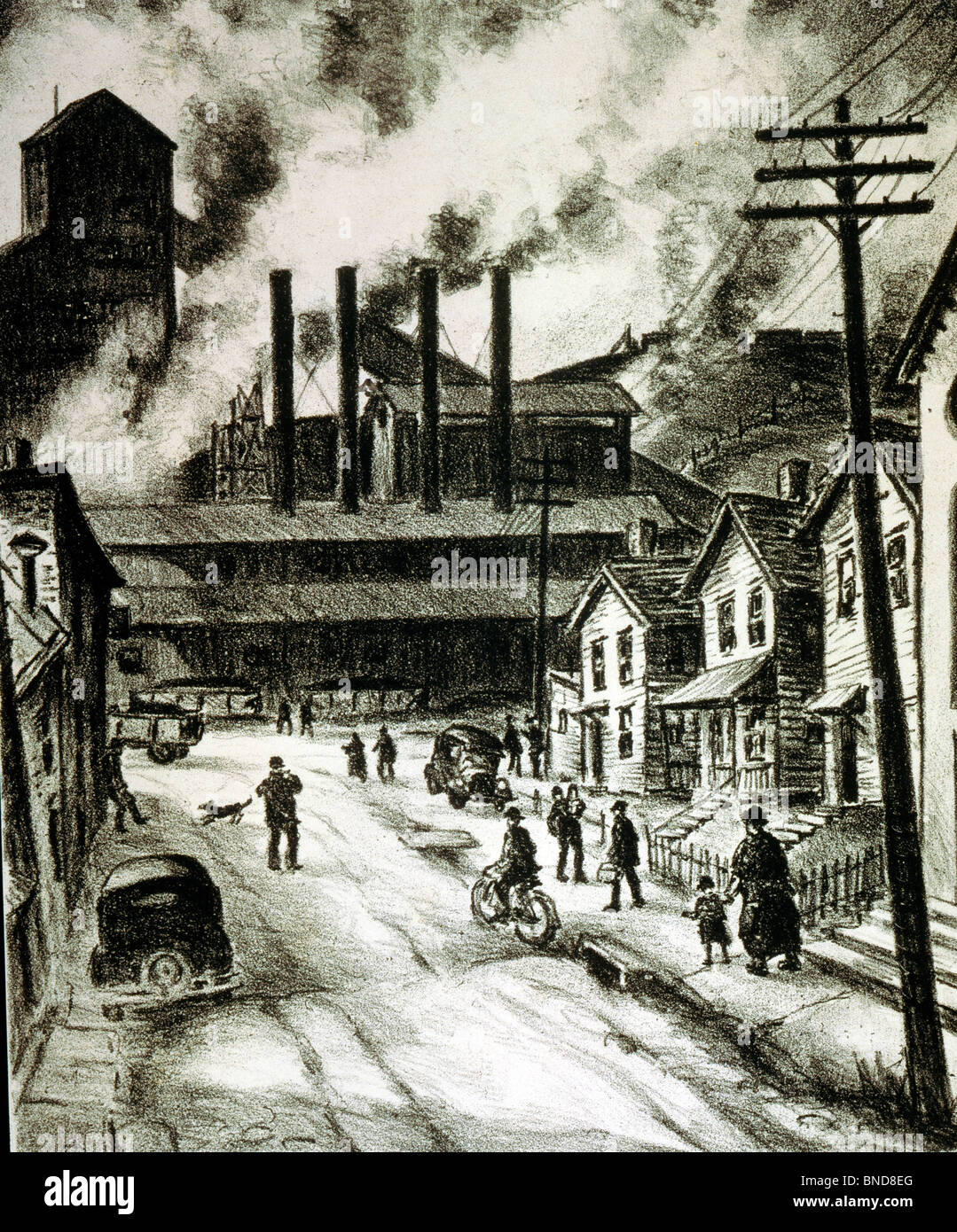 Coal Town by Michael Gallagher  lithograph  (b.1945)  USA  Pennsylvania  Philadelphia  Pennsylvania State University  College Stock Photo