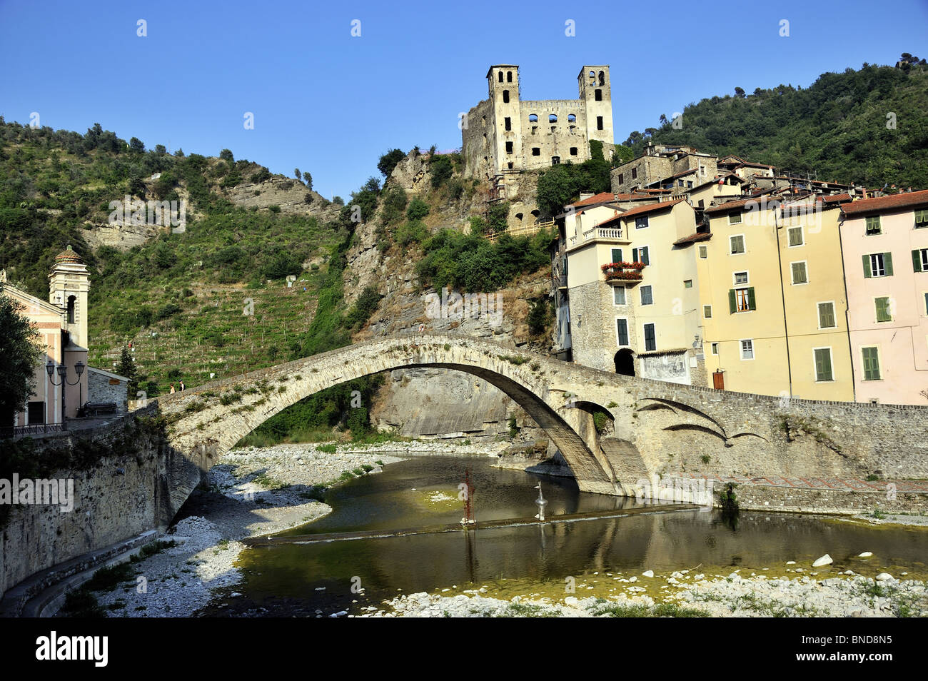 Bridge at Dolceacqua, Liguria, Italy Stock Photo