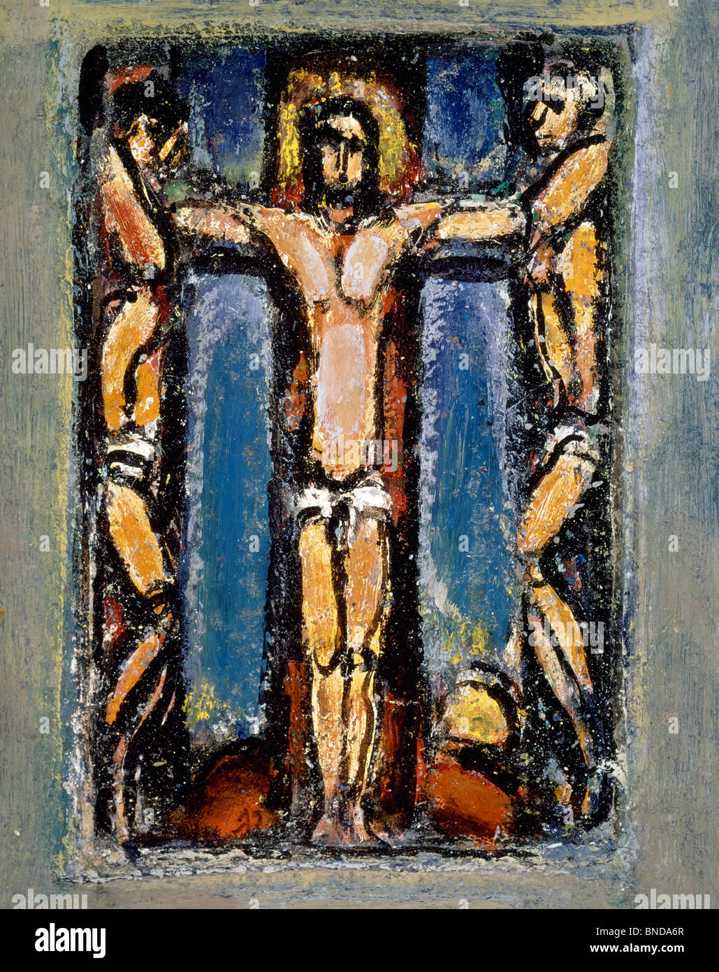 Scene of the Passion: Christ on Cross Between Two Thieves by Georges Rouault, (1871-1958), USA, Texas, Private Collection Stock Photo