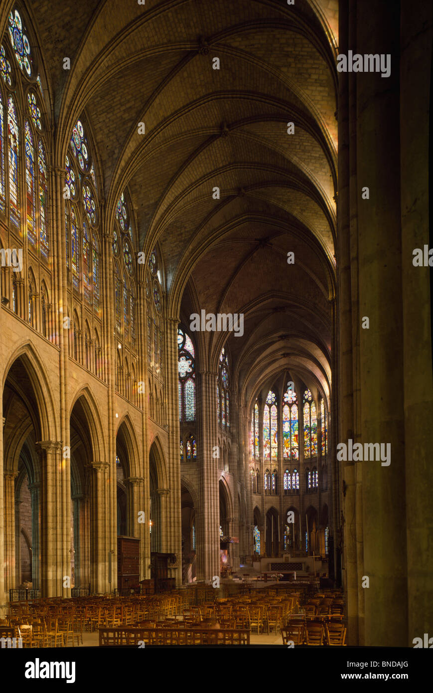 View of Choir, Interiors, France, Paris, Church of St. Denis Stock Photo
