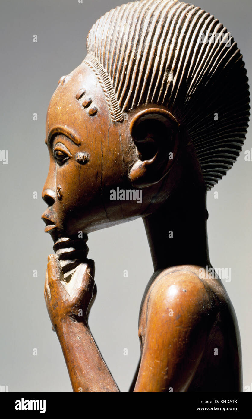 Masculine Figure, wood, African Art Stock Photo
