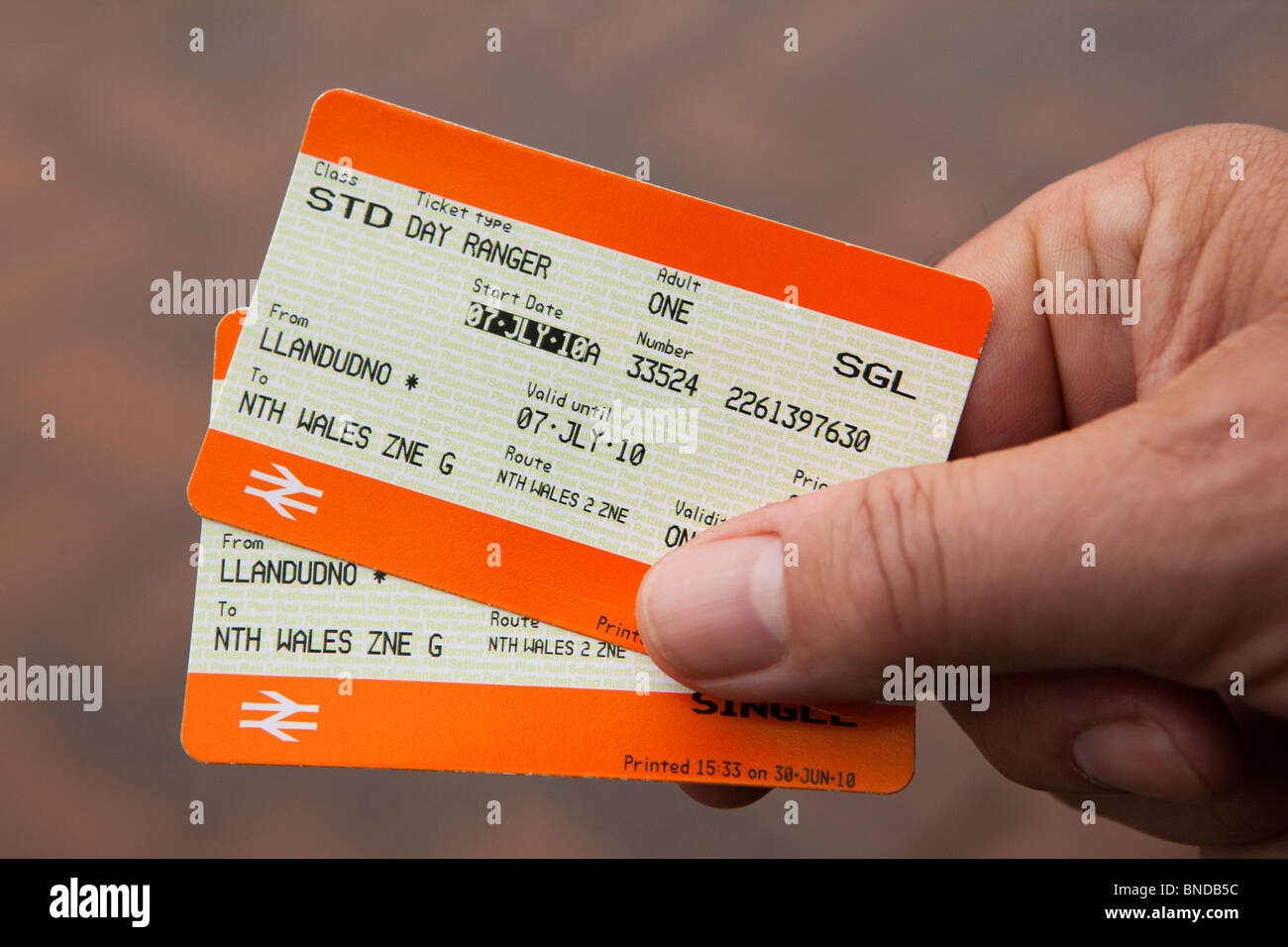 UK, Wales, Snowdonia, Integrated Transport, North Wales Rover, bus, train, all day tickets Stock Photo