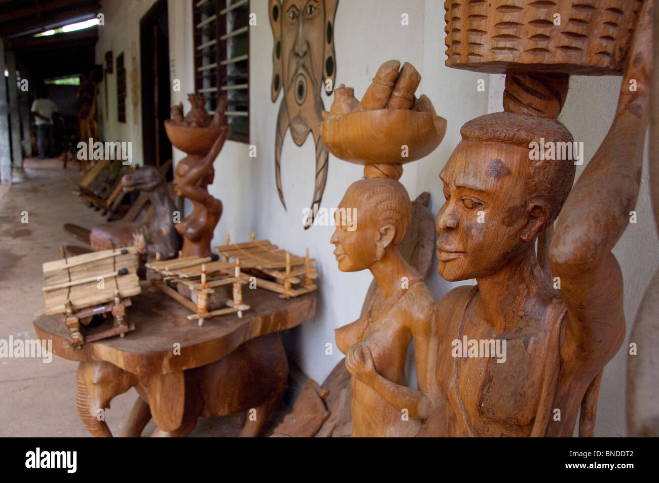 Africa, Togo, Kpalime. Artisan handicraft center & training school. Traditional woodwork. Stock Photo