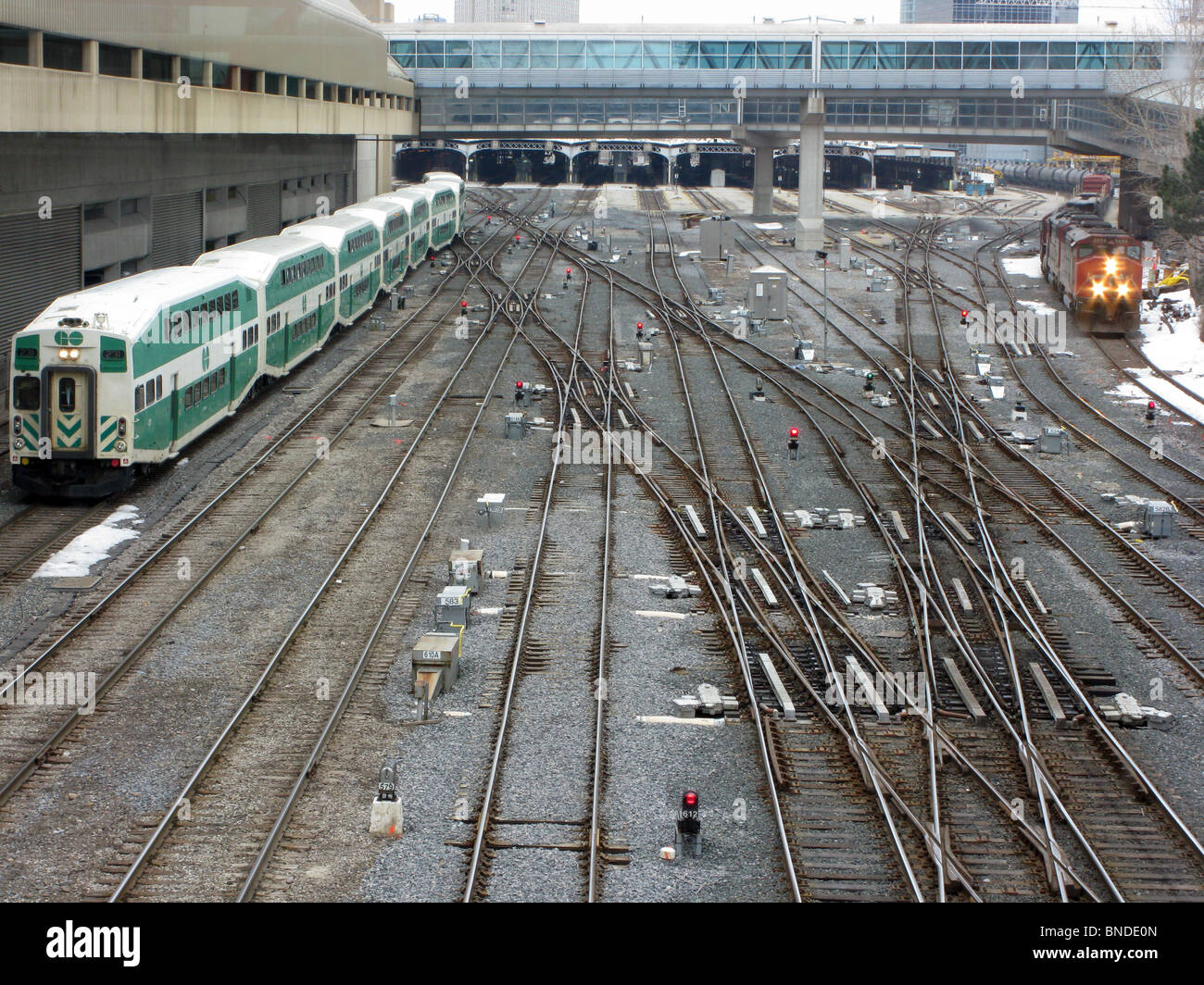 Railway Tracks Leading To Toronto Union Station From The CN Tower Stock Photo