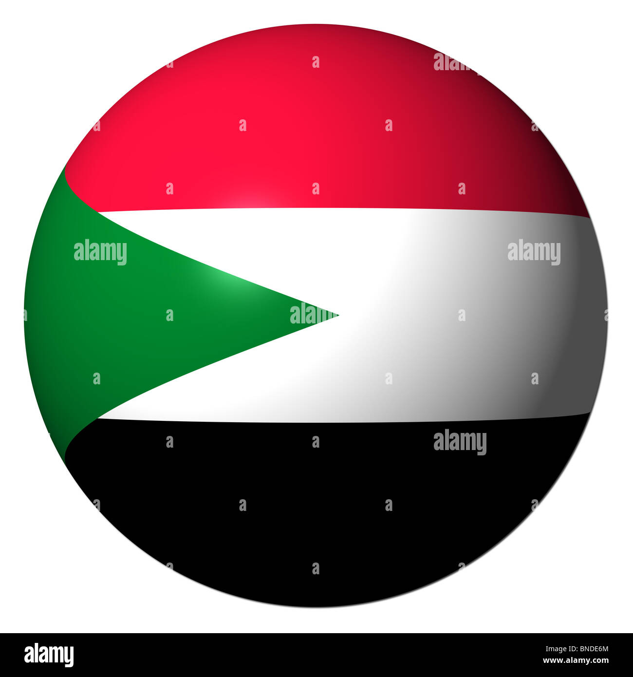 Sudan flag sphere isolated on white illustration Stock Photo