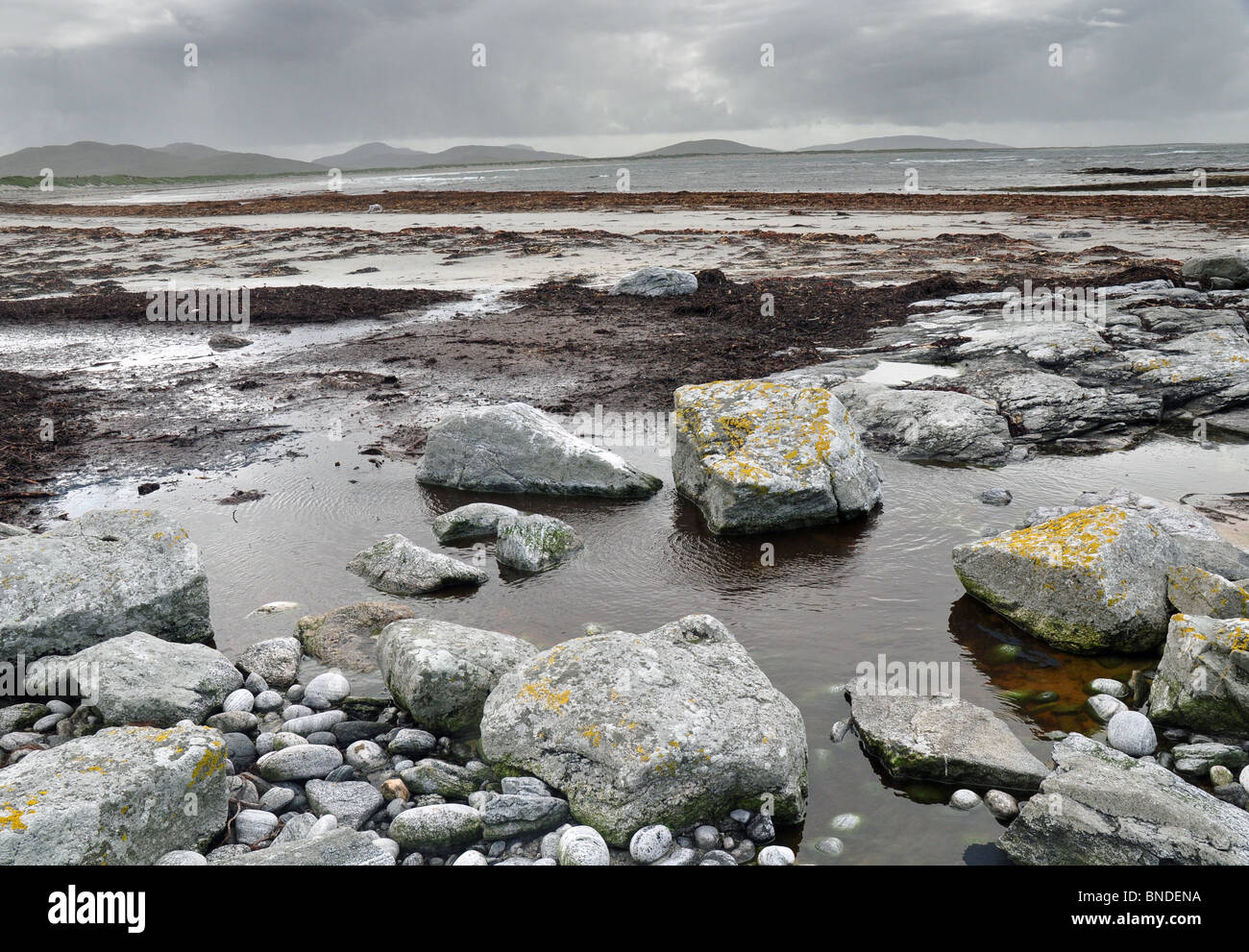 Rubh'Aird- mhicheil,South Uist, Outer Hebrides,  The rocky beach. Stock Photo