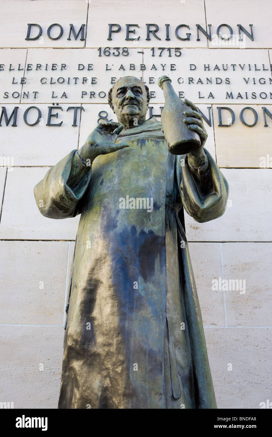 Dom Perignon statue, Épernay, Champagne Region, France Stock Photo