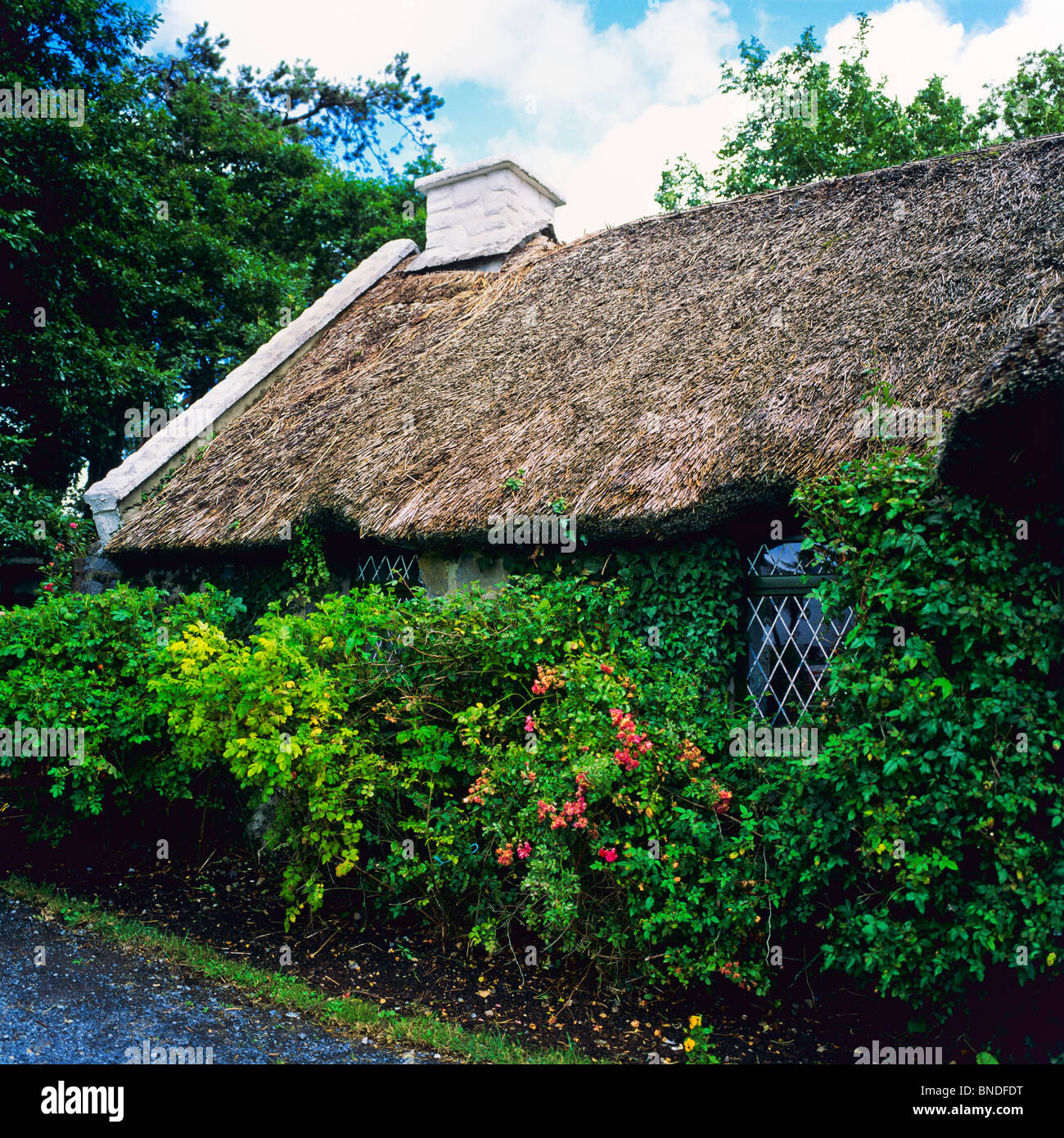 Thatched cottage, 'Maam Cross', Connemara, County Galway, Republic of Ireland Stock Photo