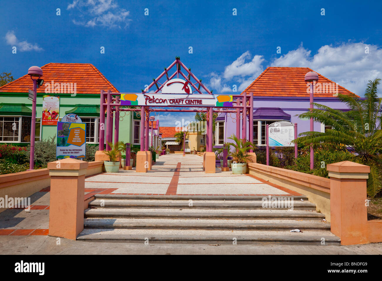 The Pelican Craft Center shopping complex near Bridgetown, Barbados, West Indies. Stock Photo