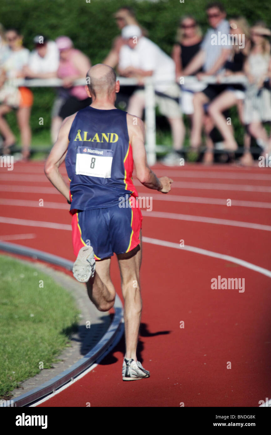 Janne Holmén Åland wins 10000m Natwest Island Games 2009 at Wiklöf Holding Arena Mariehamn June 28 2009 Stock Photo