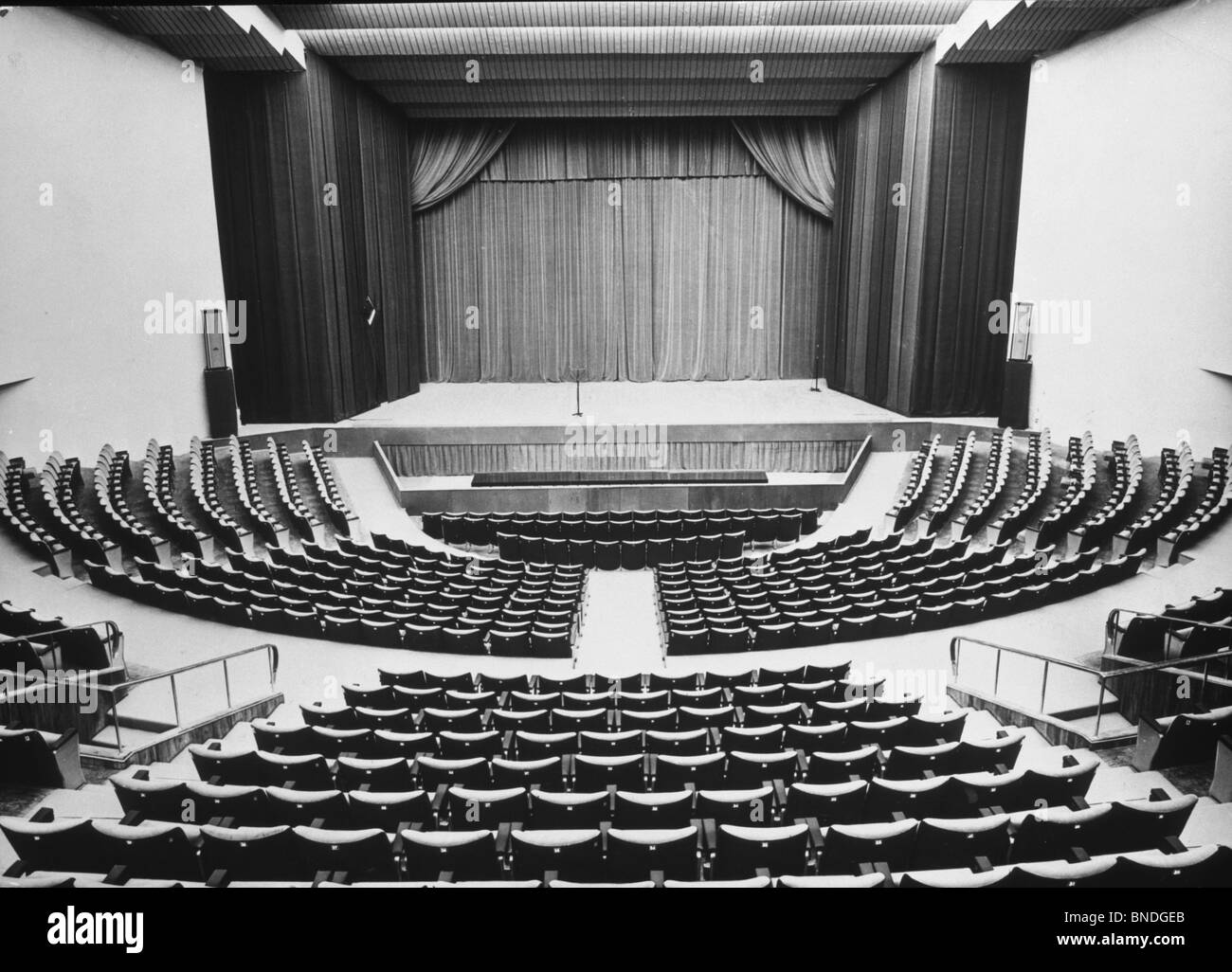 Interiors of an empty stage theater, Teatro Mediterraneo, Naples, Italy Stock Photo