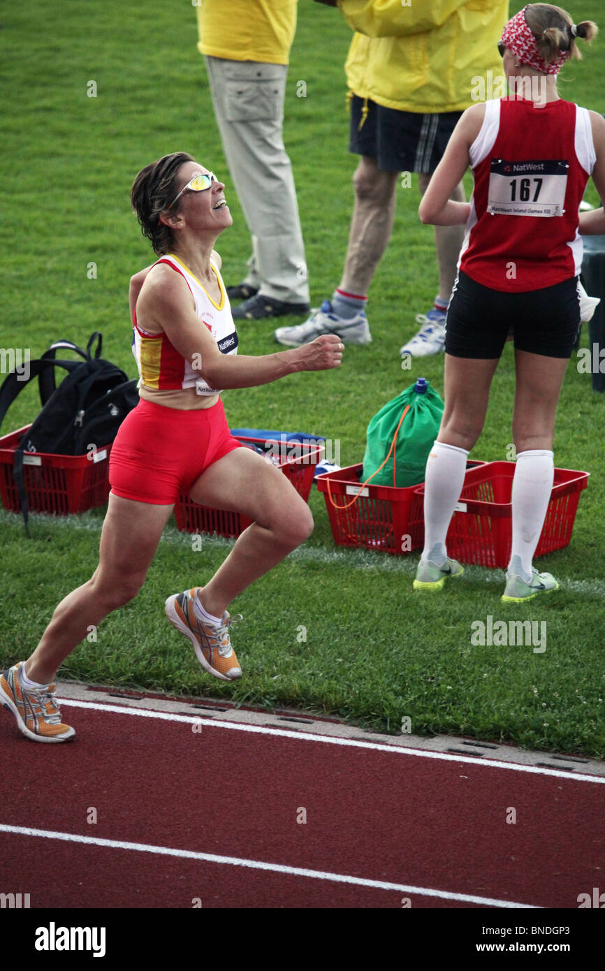 Gail Griffiths 6th Isle of Man 45-year-old 10000m Natwest Island Games 2009 at Wiklöf Holding Arena Mariehamn June 28 2009 Stock Photo