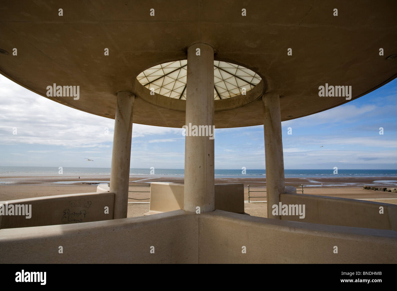 Shelter on the promenade at Cleveleys, Lancashire Stock Photo