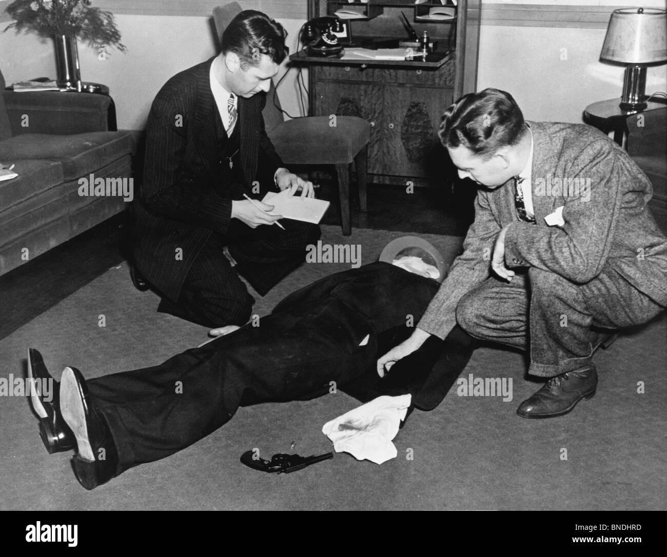 FBI detectives investigating a murder case during training Stock Photo