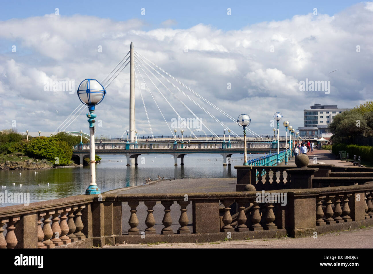 Marine Lake and Marine Way Bridge, Southport Stock Photo Alamy