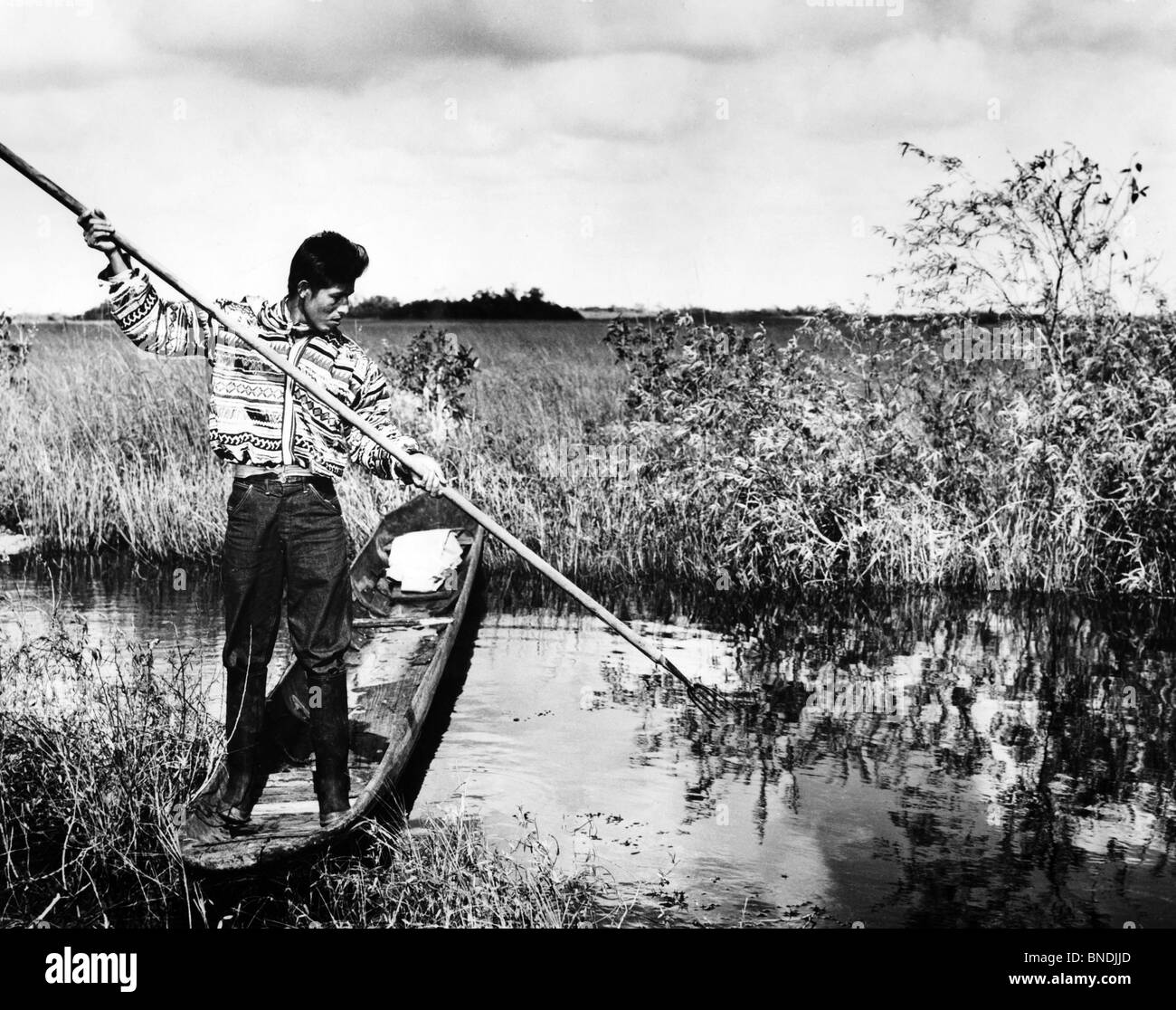 USA, Florida, Everglades National Park, Seminole man spear fishing in lake Stock  Photo - Alamy