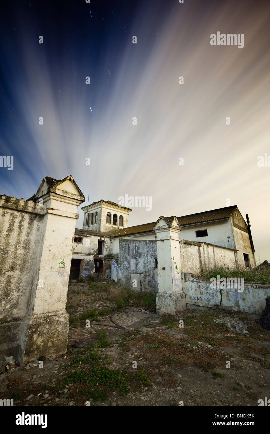 Farm house at night with starry skies and cloudy Stock Photo - Alamy