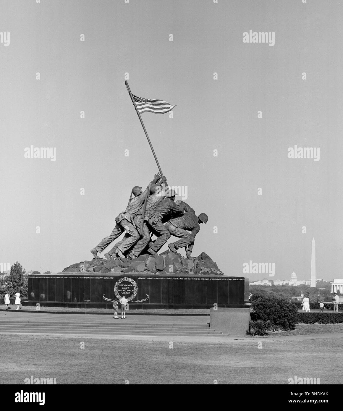 Statues at a war memorial, US Marine Corps War Memorial, Arlington National Cemetery, Arlington, Virginia, USA Stock Photo