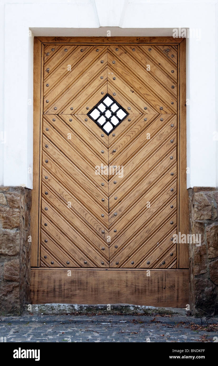 Ancient wooden door with the window Stock Photo - Alamy