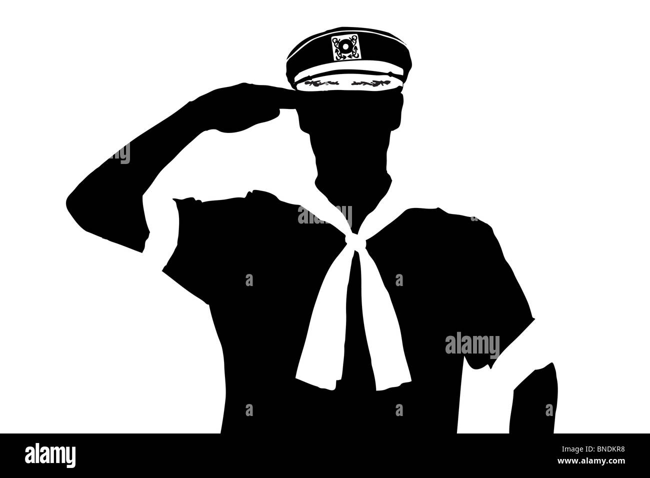 A silhouette of a sailor saluting Stock Photo - Alamy
