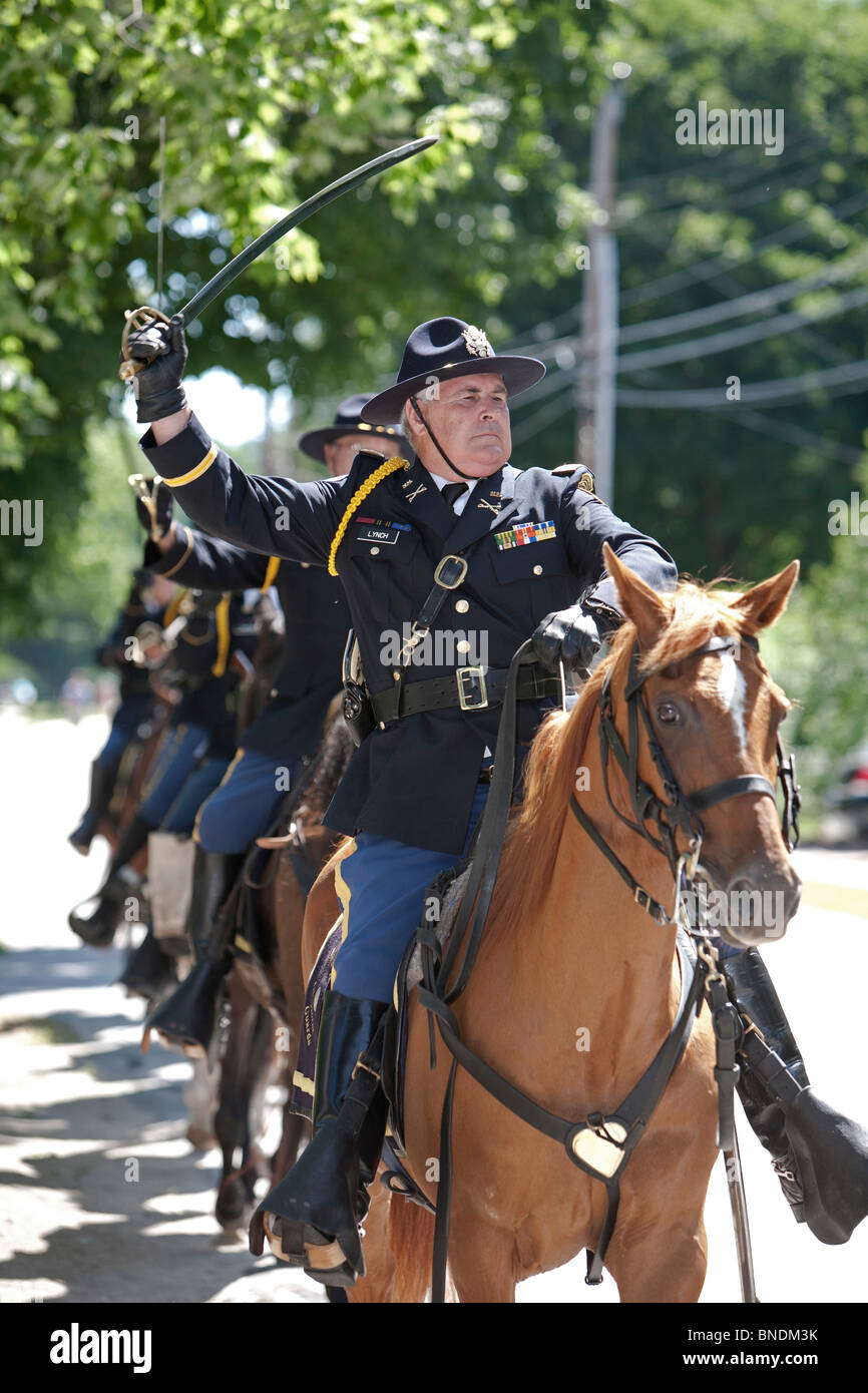 Amherst, New Hampshire - Mounted police in the July 4 parade in a small New England town. Stock Photo