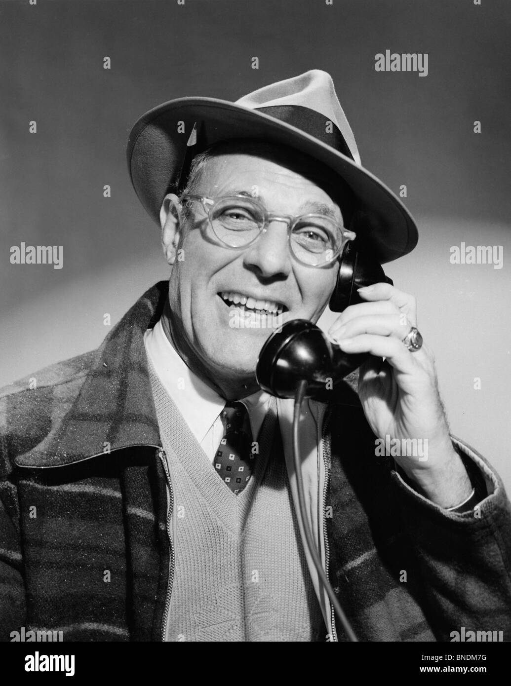 Close-up of a businessman talking on the telephone Stock Photo