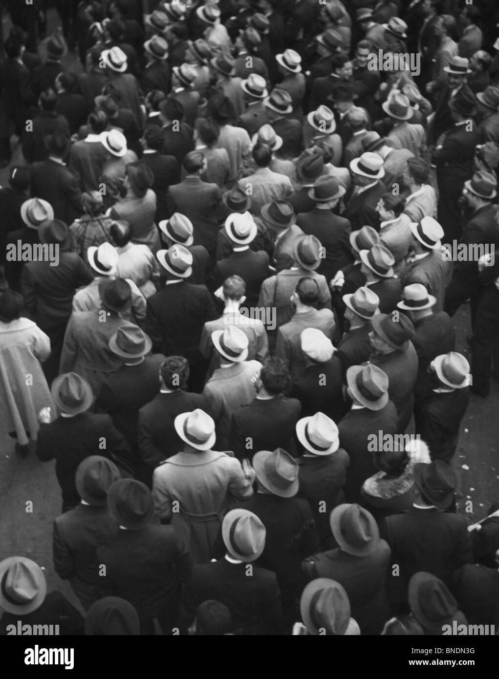 Crowd of people wearing hats Stock Photo