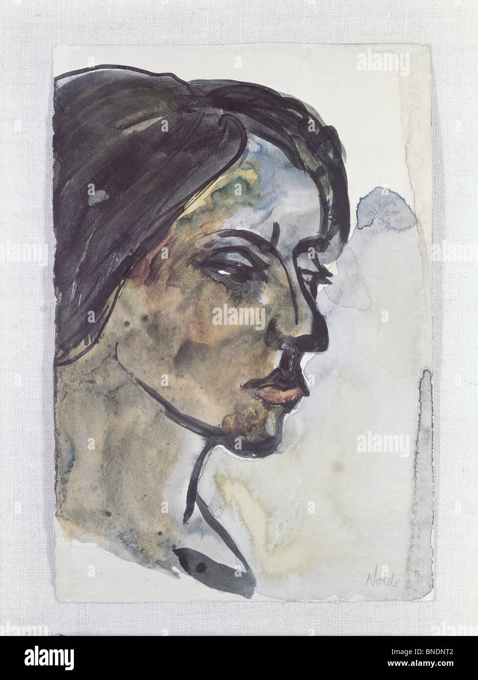 Headshot of woman by Emil Nolde, 1867-1956 Stock Photo
