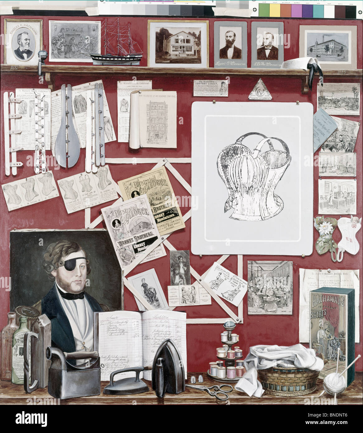 Still life with collection of various items and photographs Stock Photo