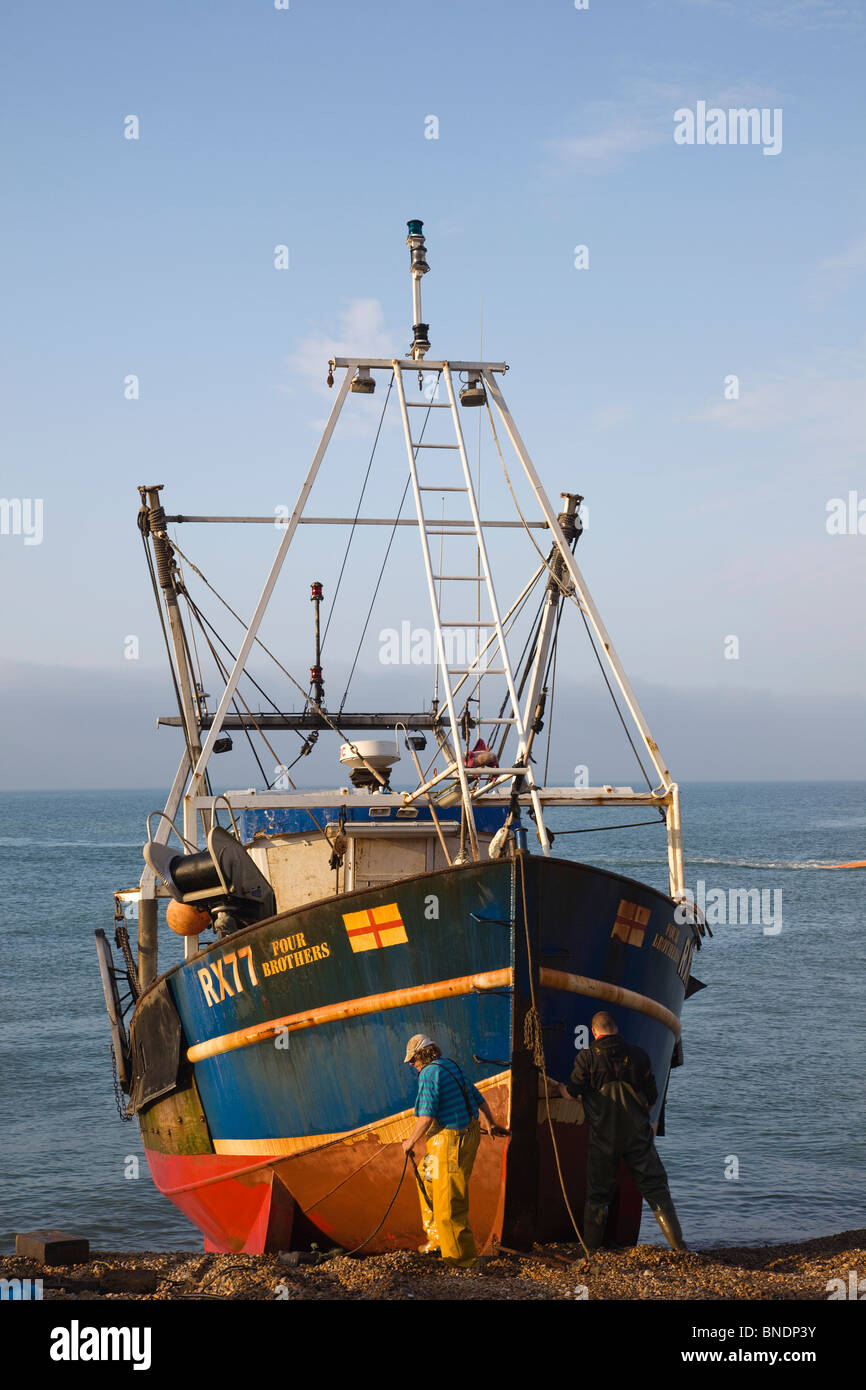 Fishing Boats on the beach, Hastings, East Sussex, England Stock Photo