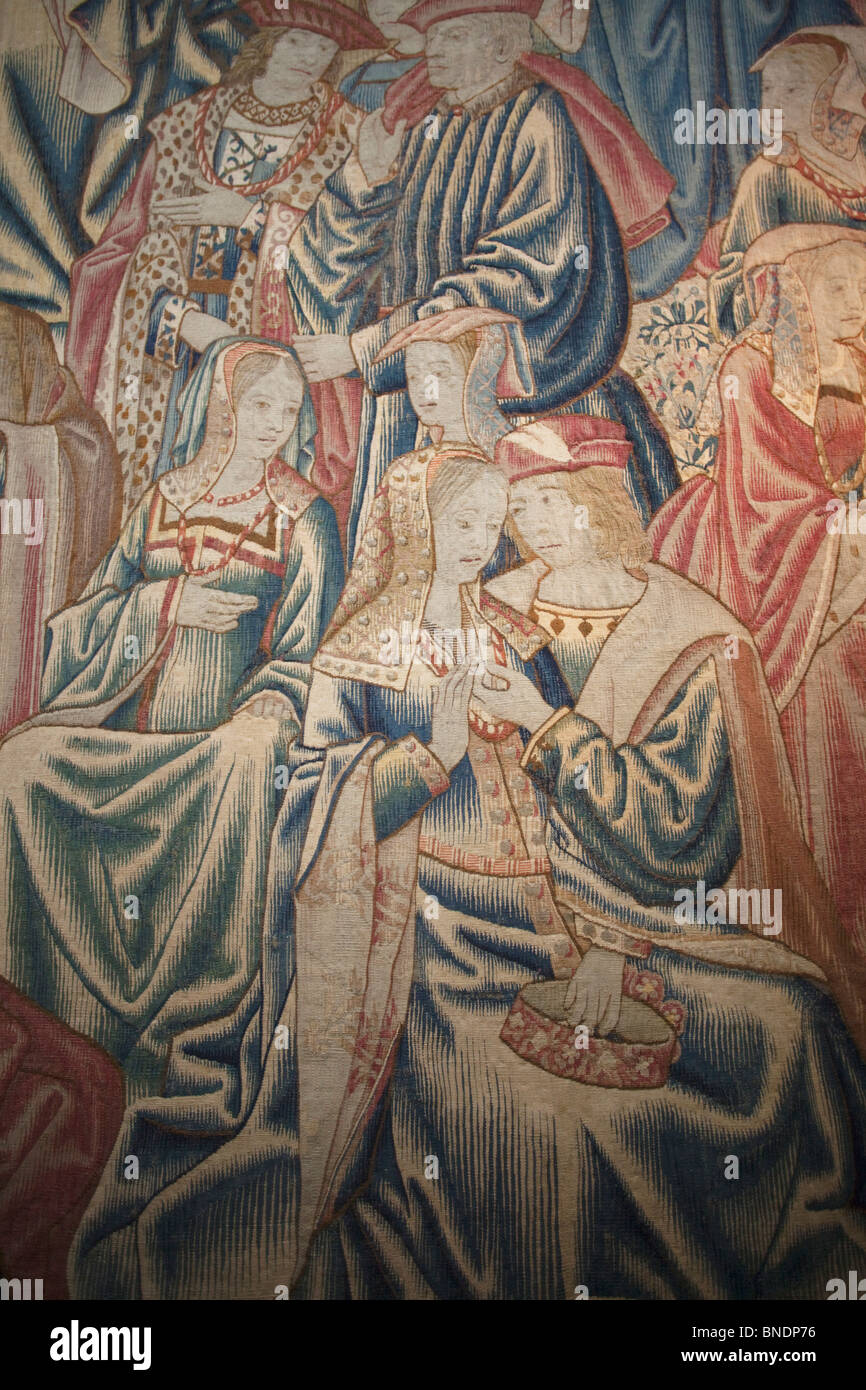 Tapestry in a royal palace, Great Hall, Hampton Court Palace, London