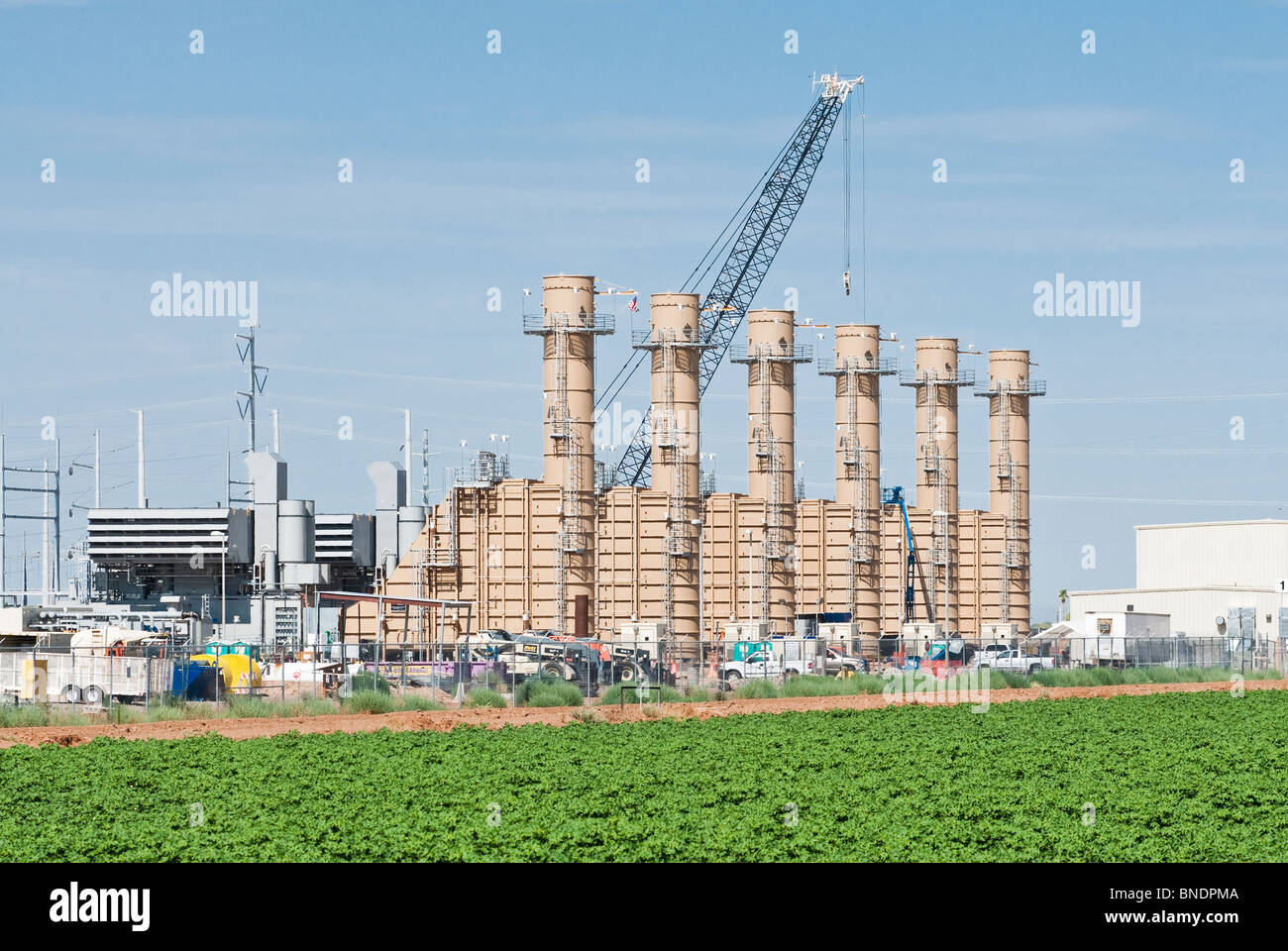 A new quick-start natural gas power plant under construction in Arizona