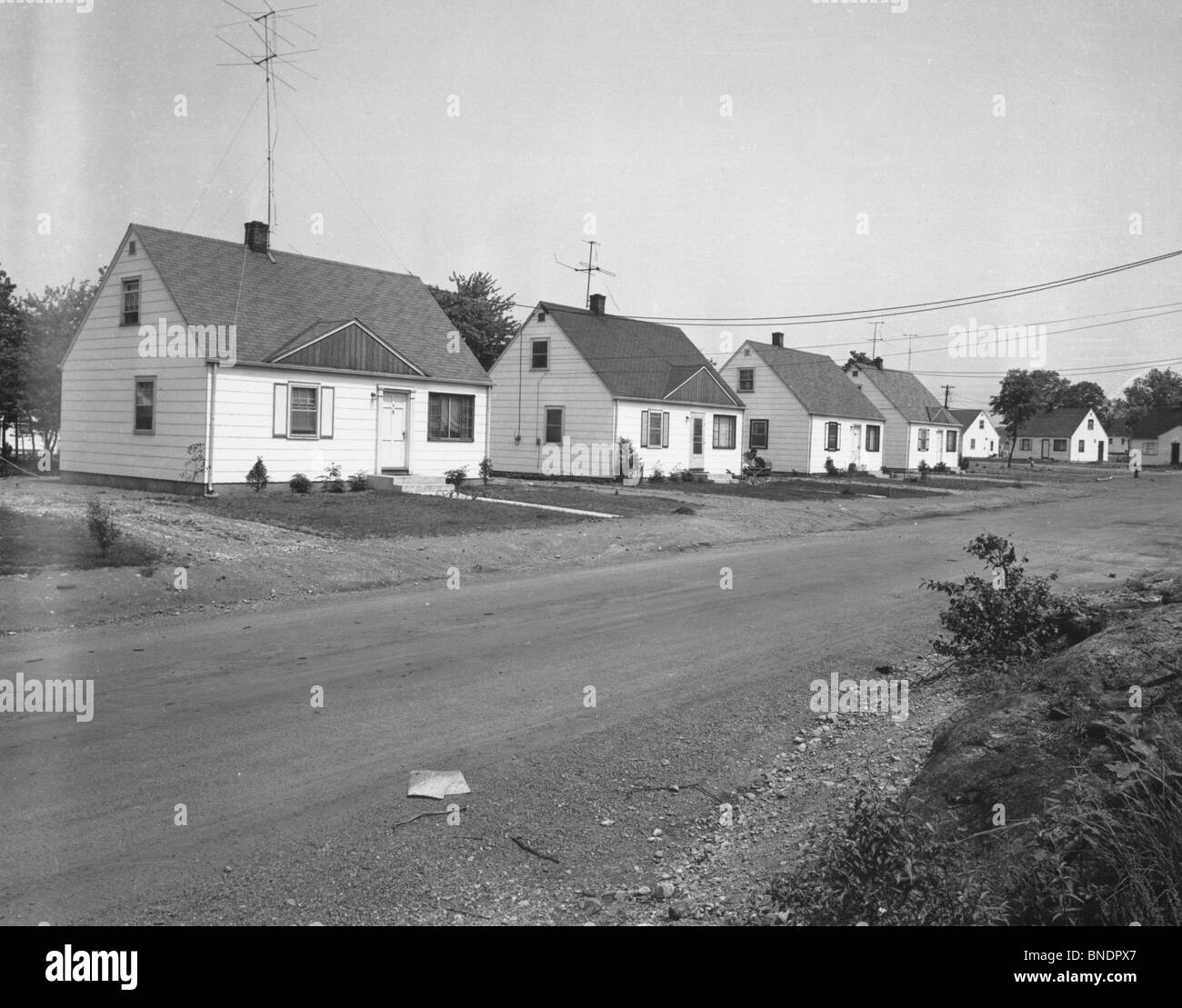 Street residential houses on Black and White Stock Photos & Images - Alamy