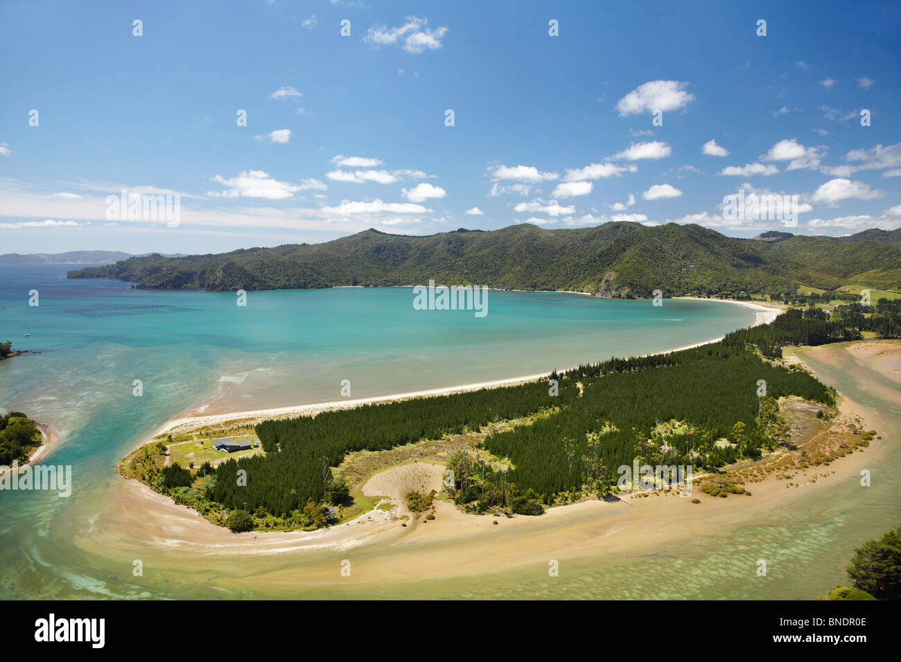 Kennedy Bay, Coromandel Peninsula, North Island, New Zealand aerial