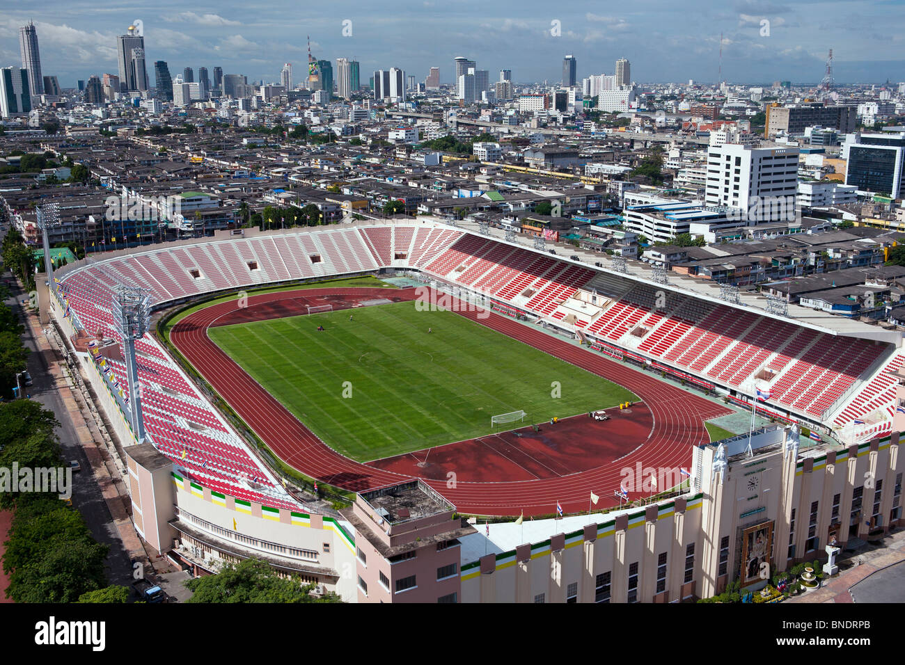 Bangkok skyline shown National stadium,Bangkok, Thailand Stock Photo