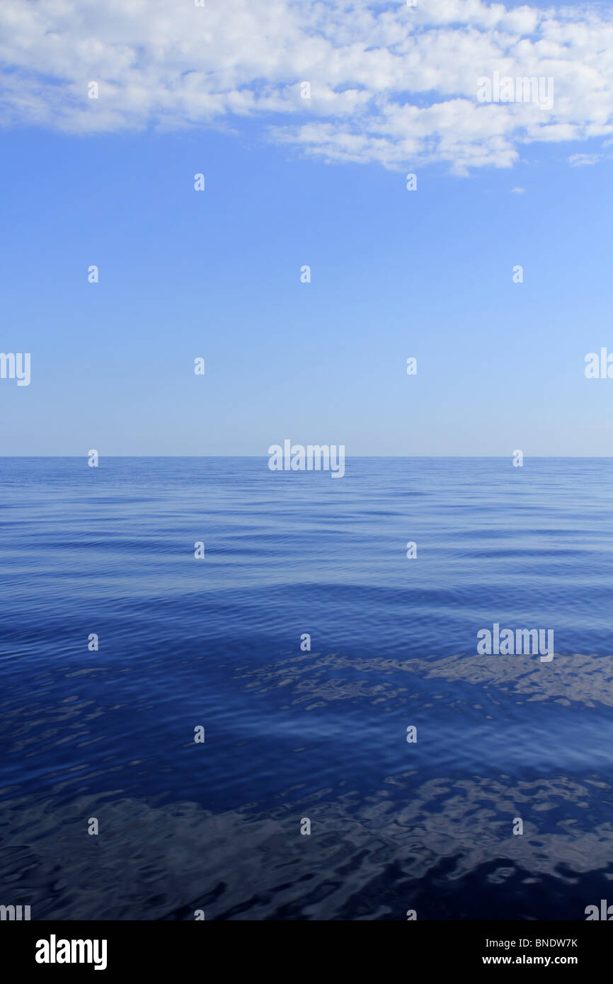 blue sea horizon ocean perfect in calm sunny day mediterranean Stock Photo