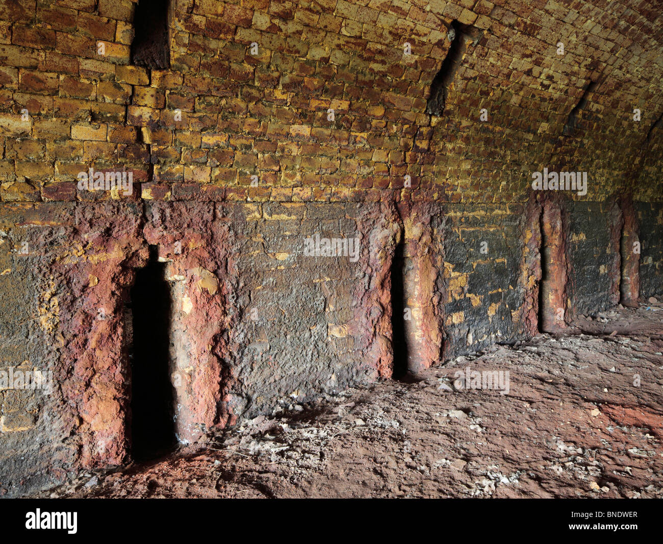 The inside of an old Hoffmann Brick Kiln. Stock Photo