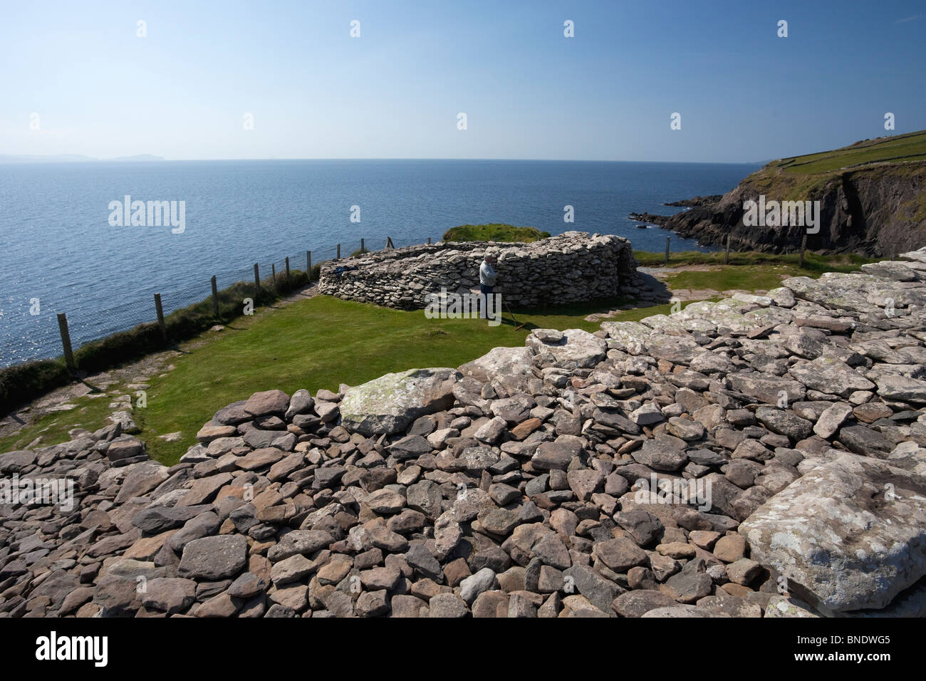 Dunbeg Fort An Dun Beag near Dingle County Co. Kerry in spring sunshine Republic of Ireland Eire Europe Stock Photo