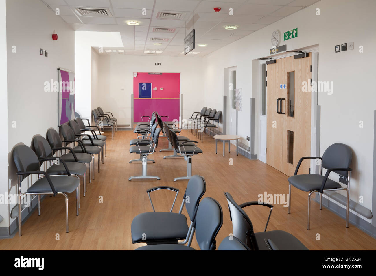 Unoccupied hospital large waiting room. Stock Photo