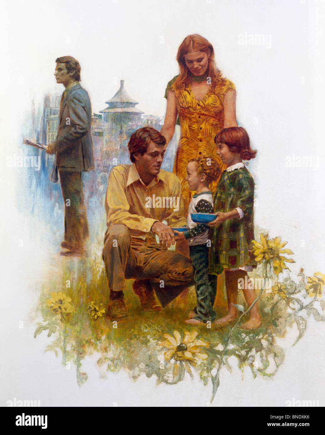 Couple with their children Stock Photo