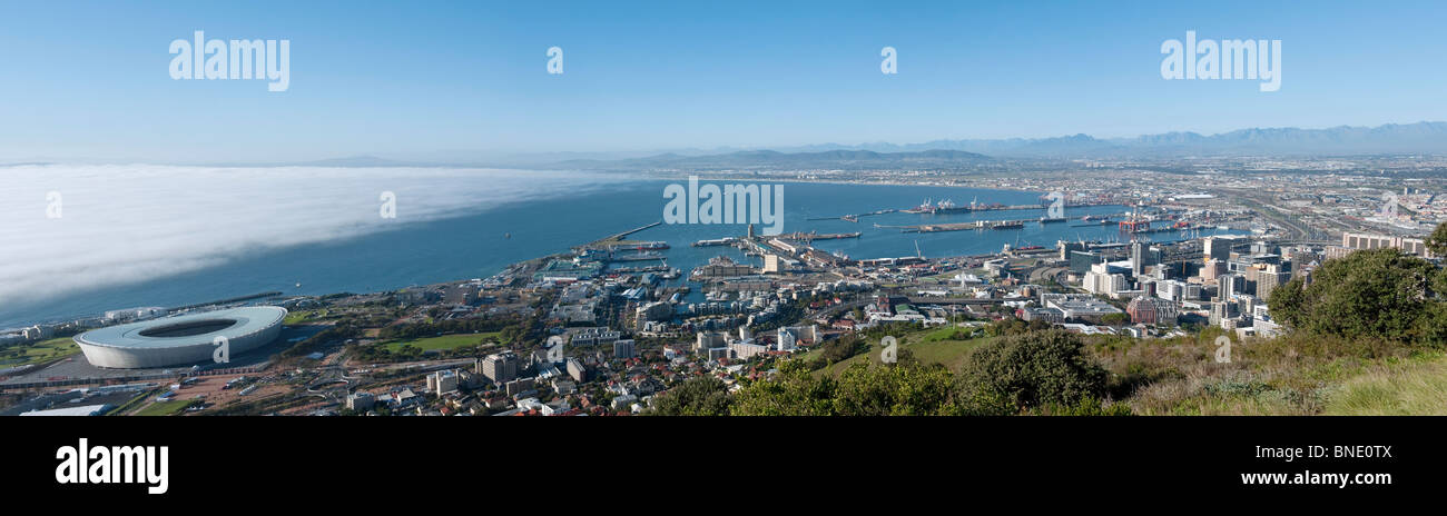Panoramic view Table Bay and stadium Cape Town South Africa Stock Photo